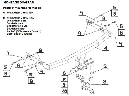 Swan neck tow bar - swan, for