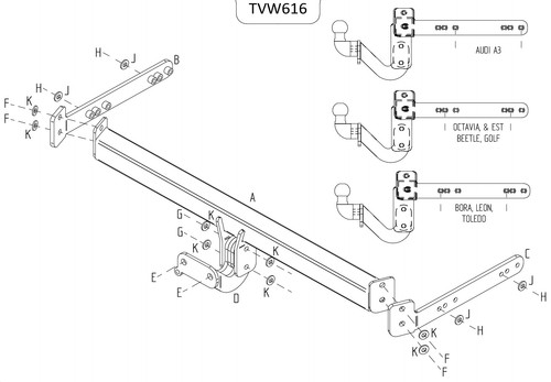 Towtrust fixed flange - fixed, towbar